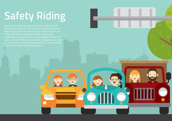 Carpool Cartoon Free Vector - vector gratuit #433795